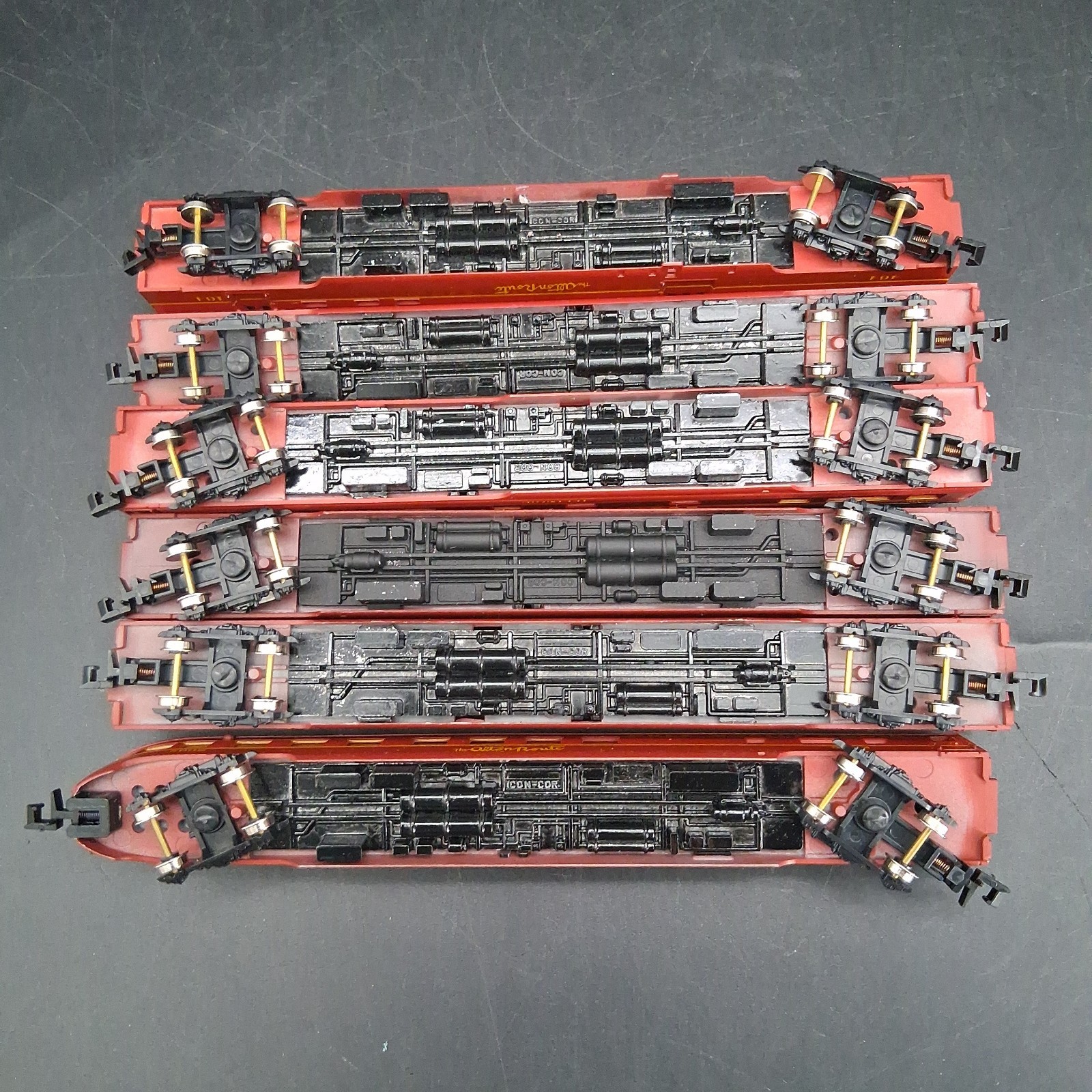 Con-Cor N Scale GM&O ALTON ROUTE & REBEL Set 3 PA Locos AAB & 6 Passenger Cars
