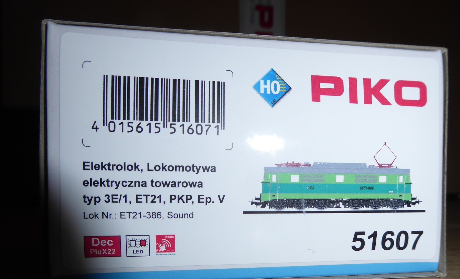Piko 51607 H0 DCC Sound Locomotive the Pkp Et 21-386 Epoch 4/5 With LED Boxed