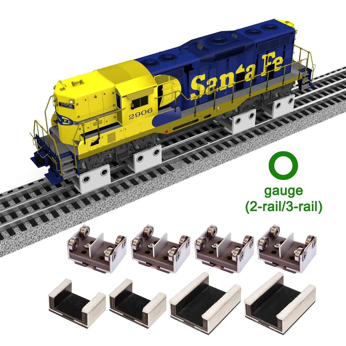 NEW! O GAUGE ROLLERS (2-RAIL & 3-RAIL) W/ WHEEL CLEANING ACCESSORIES (RR-O3-04)