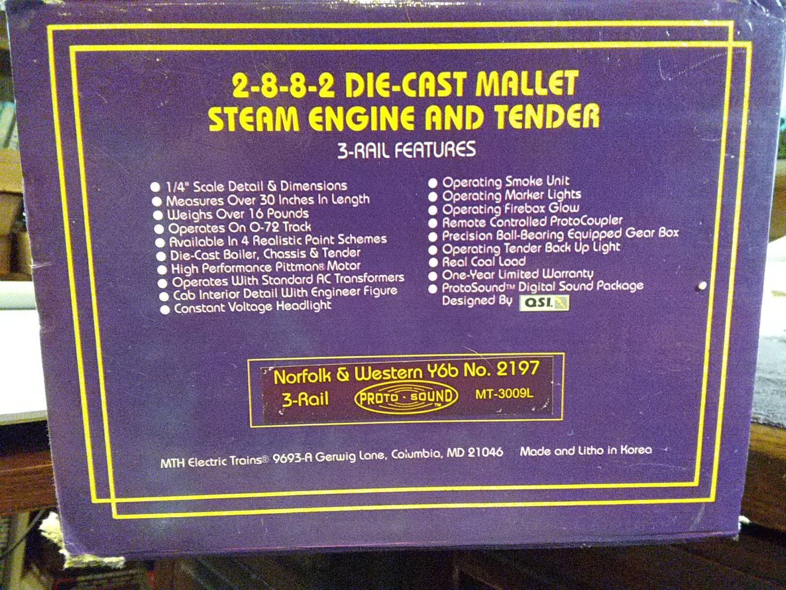MTH MT-3009L Norfolk & Western Y6b No.2197 2-8-8-2 Mallet P