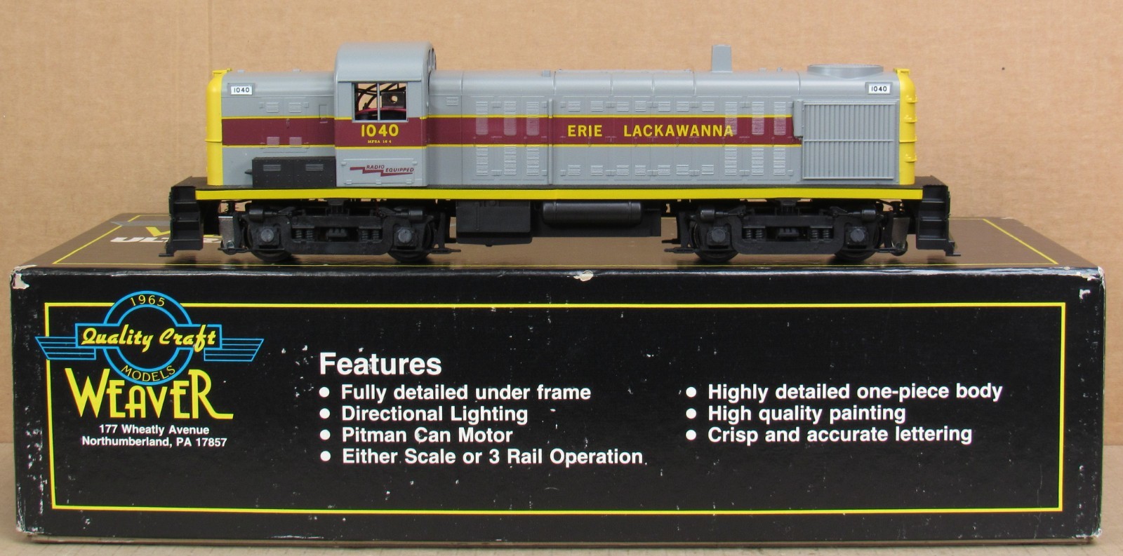 Weaver/P&D Hobby Shop 4055 Erie Lackawanna RS-3 Diesel Engine #1040 O-Gauge *