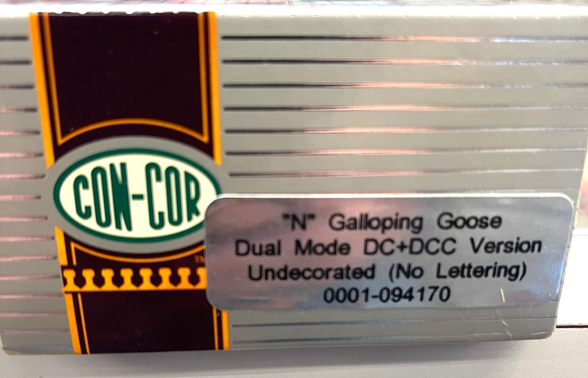 ConCor N Scale Galloping Goose #94170 Dual Mode DC+DCC Undec. No Lettering