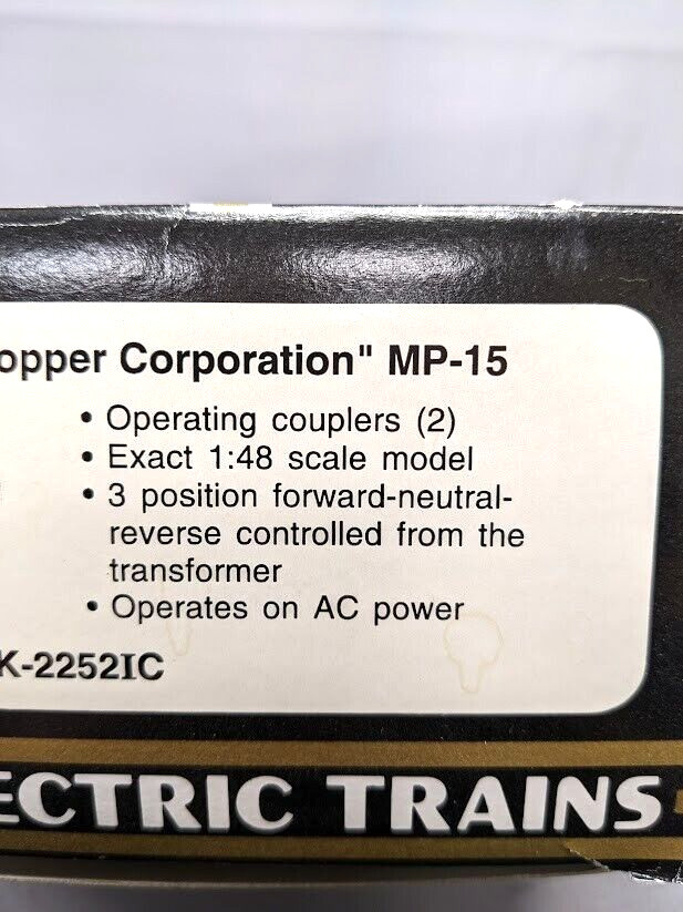 K-Line #K-2252ic KCC MP-15 Diesel Locomotive C-10