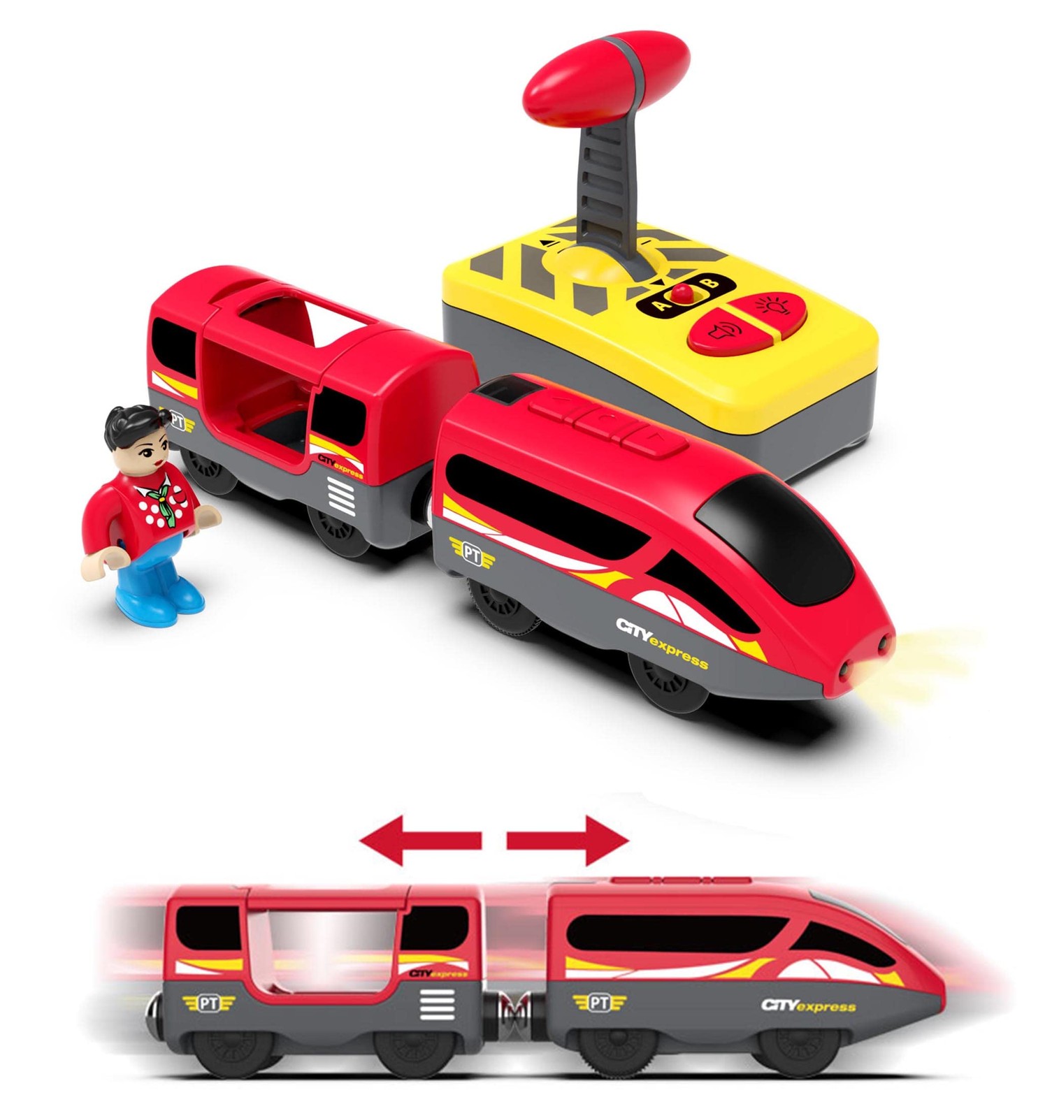 Remote Control Train for Wooden Track – Battery Operated Small, China Red