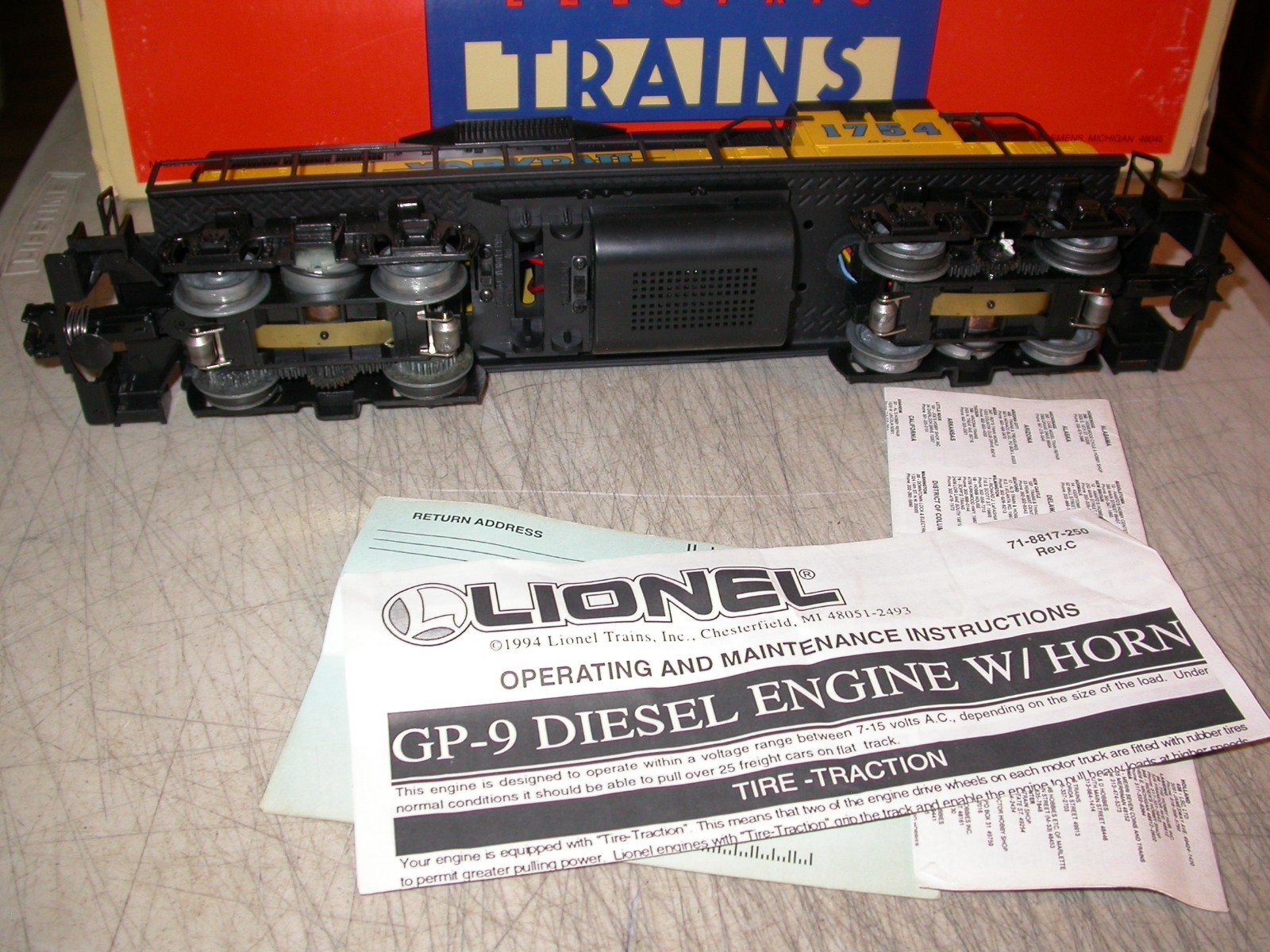 Lionel O 027 6-52037 TCA Yorkrail 1754 GP-9 Diesel Locomotive Exc. Runs w/ B