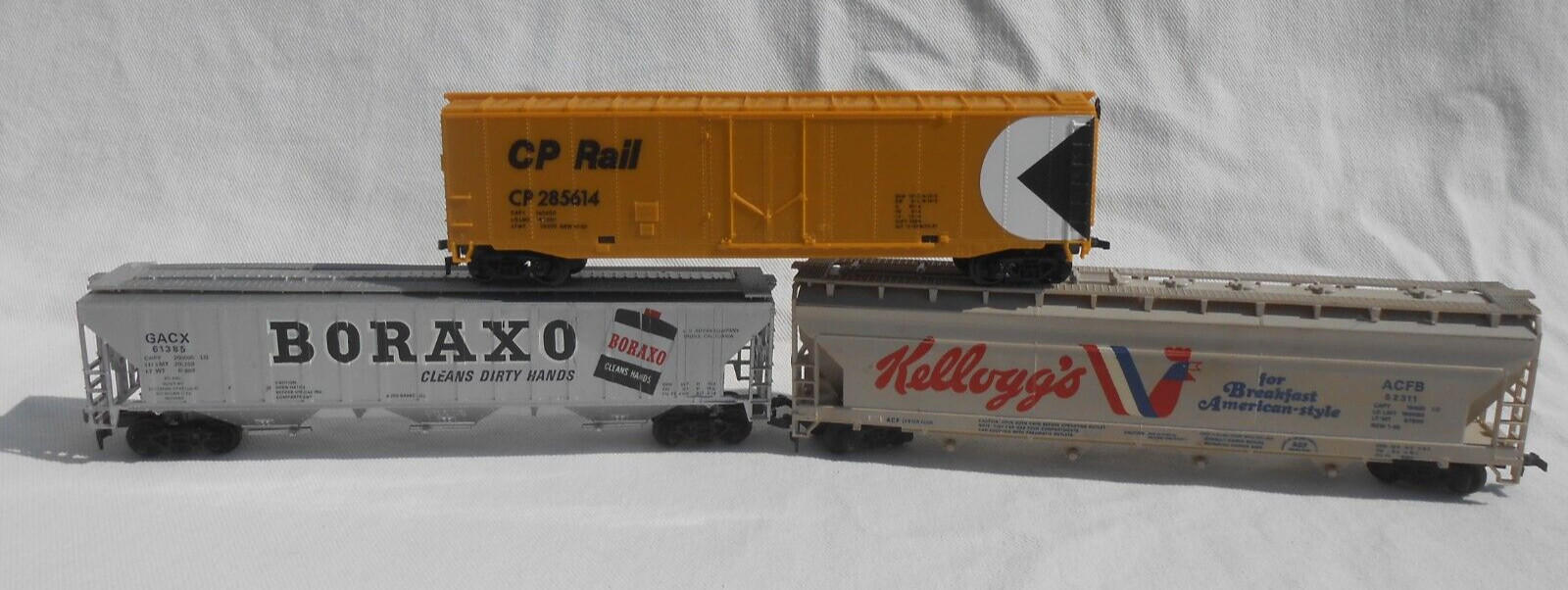 Tyco Life-Like HO Box Car Lot of 3 Kellogg’s Boraxo Clean Hands CP Rail