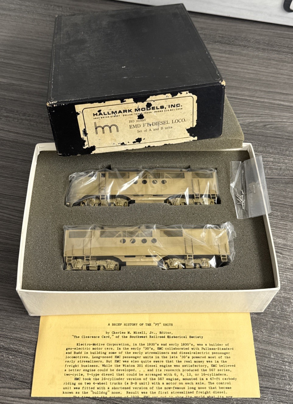 Hallmark Models HO Brass Misc. Roads EMD FT-A&B Diesel Loco – Unpainted/LNIB!