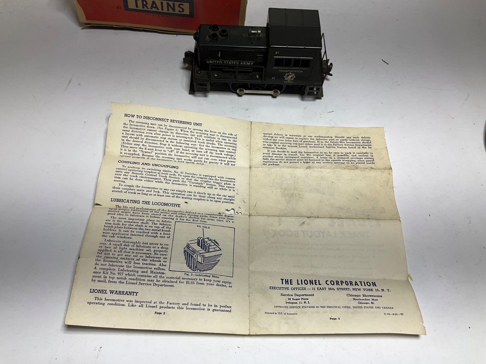 Lionel No. 41 United States Army Gas Turbine Switcher Motorized Unit, Boxed
