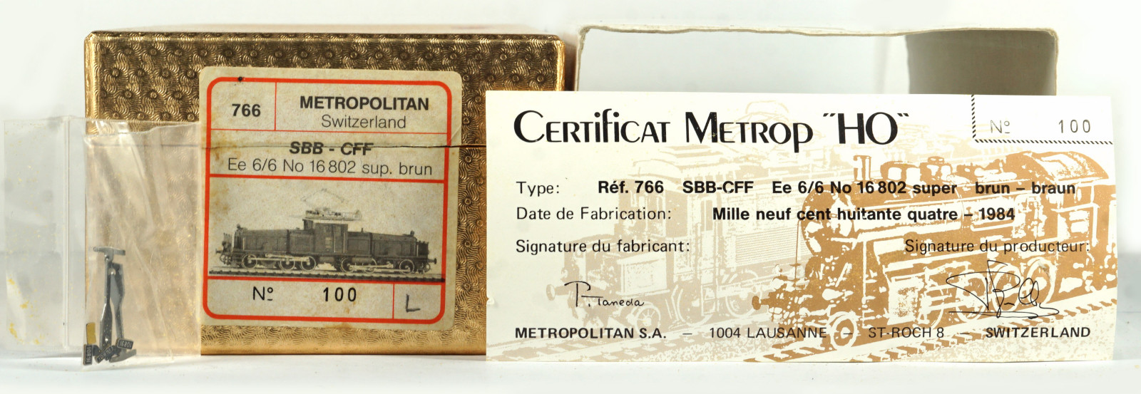 METROPOLITAN 766 HO H0 BRASS SBB-CFF Ee 6/6 16 802 sup. brun , Laiton Messing