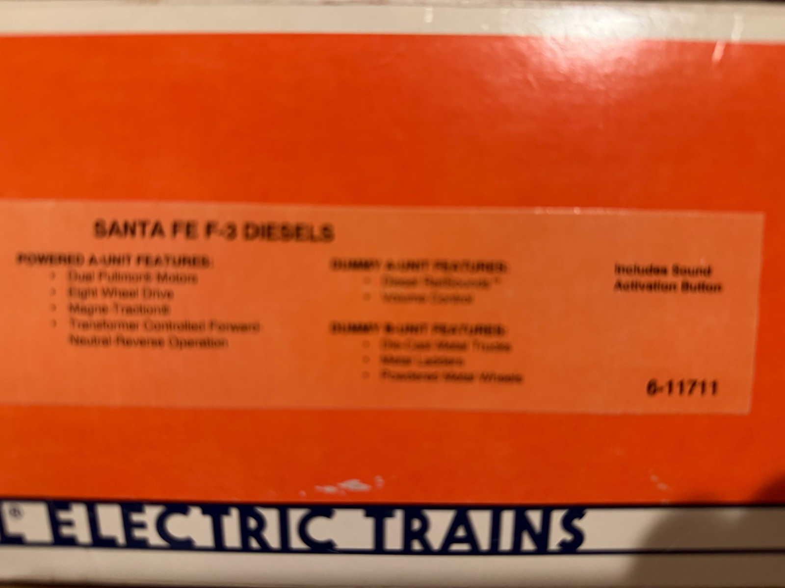 Lionel 6-11711 O Santa Fe F-3 ABA Diesel Locomotive Set LN/Box