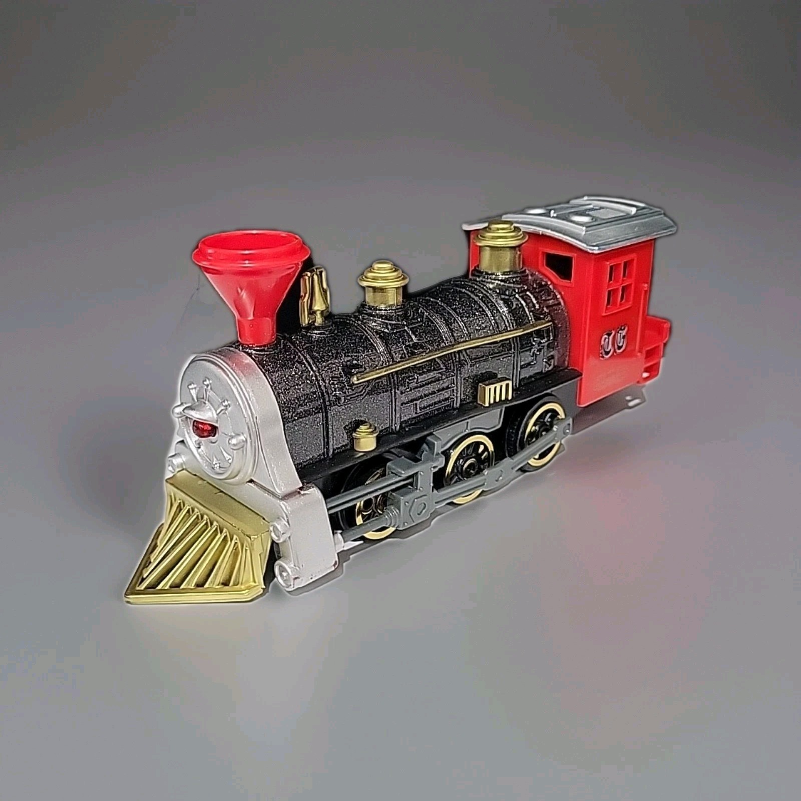 Vintage ToySmith 7042 Pull Back Train Locomotive Toy Red Black Gold 08/13/325