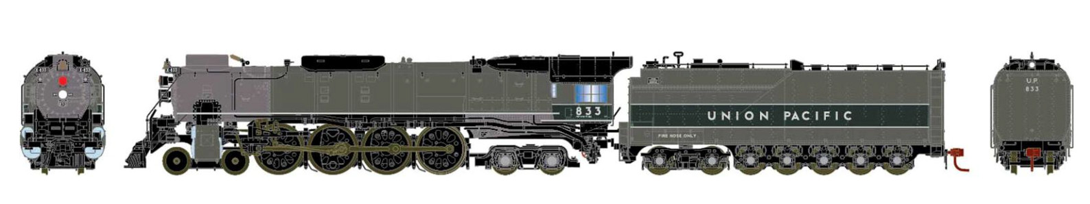 Athearn Genesis HO Union Pacific #833 FEF-2 4-8-4 Engine DCC & Sound ATHG88411