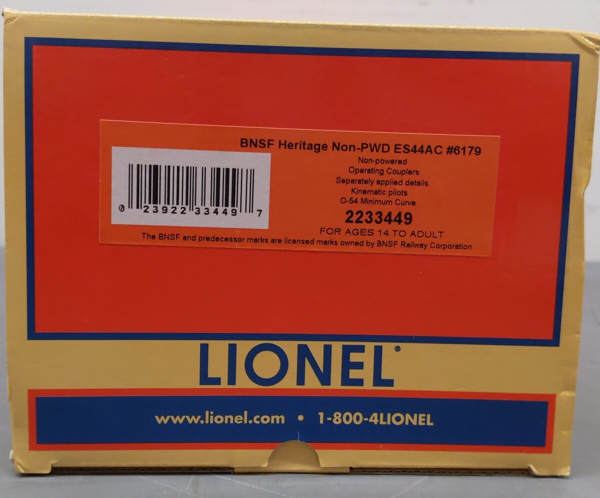 Lionel 2233449 BTO BNSF 25th Anniversary Non-PWD ES44AC Diesel Locomotive #6179