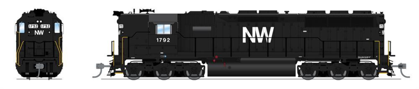 Broadway Limited 4288 N&W EMD SD45 Black & White Diesel Sound/DC/DCC #1803