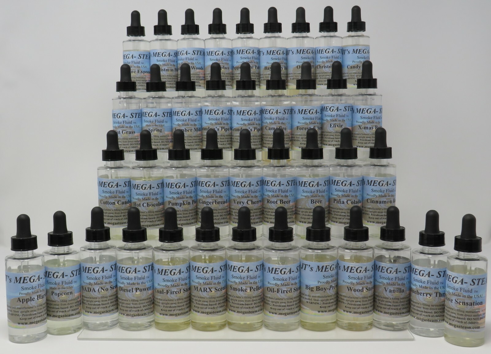 JT’s Mega-Steam Scented Smoke Fluid 57 Scents for O Gauge HO G N Scale Trains