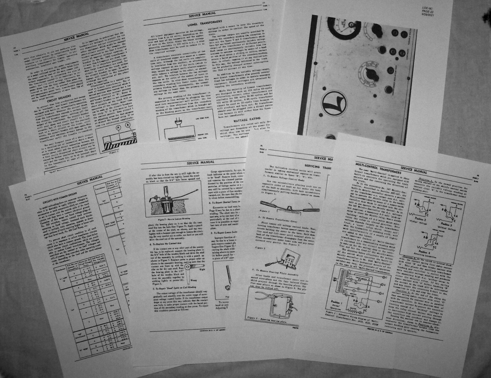 1945-69 Lionel PW No. 5C Test Set Operating Manual and Schematic Diagram