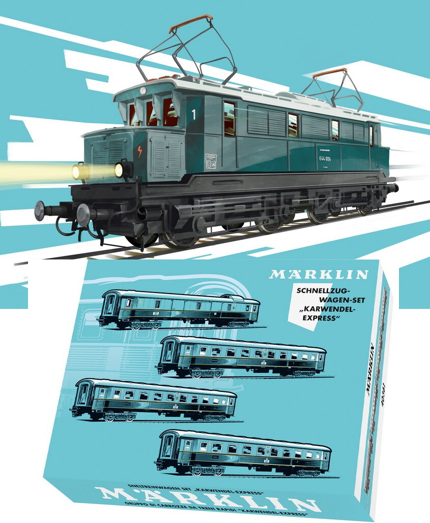Märklin 30111 + 40361 Electric Locomotive BR 44 Retro Sound + Car Set NEW Original Packaging 1:87