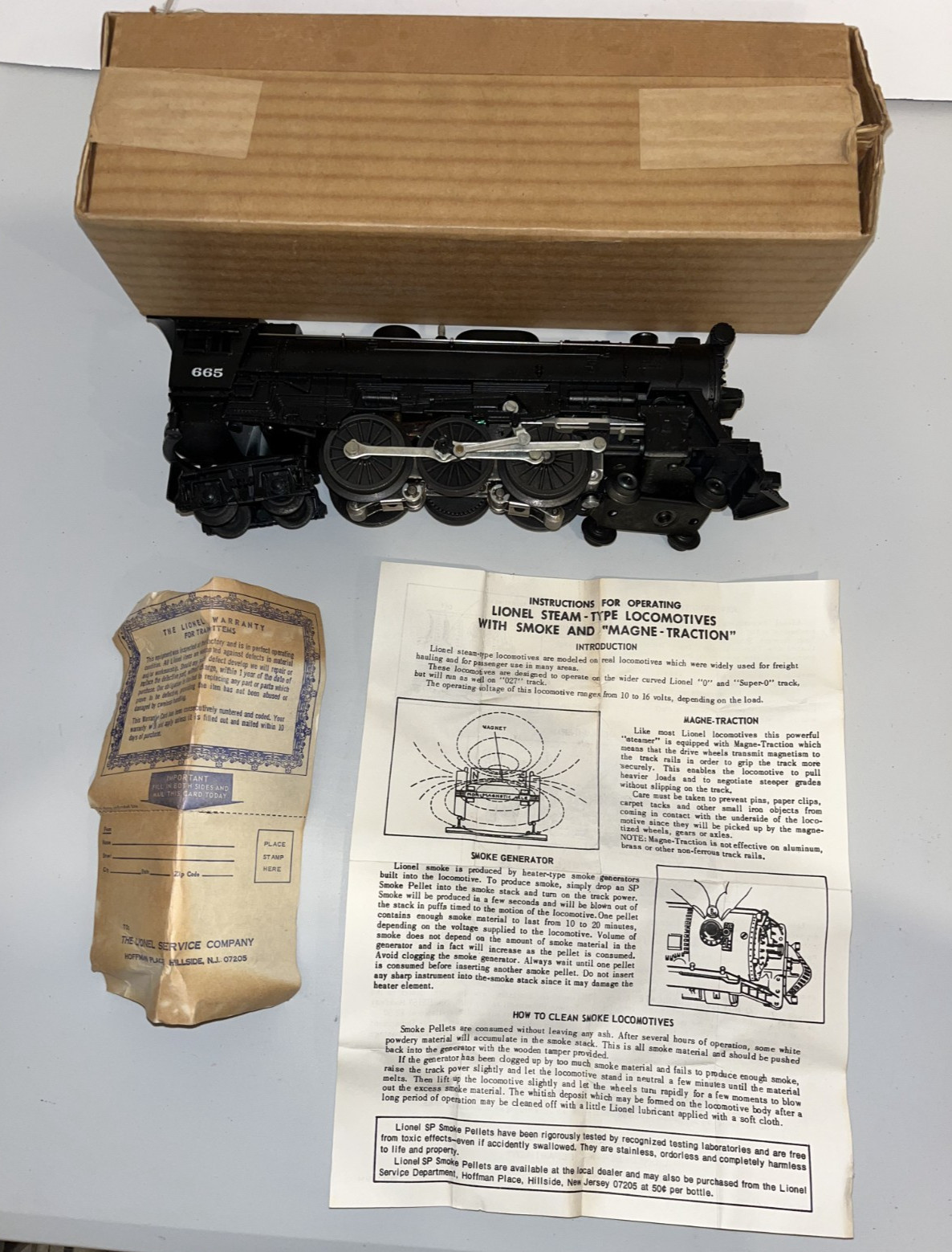 Lionel Postwar 665 4-6-4 Steam Engine ONLY with Box – Fabulous box and engine