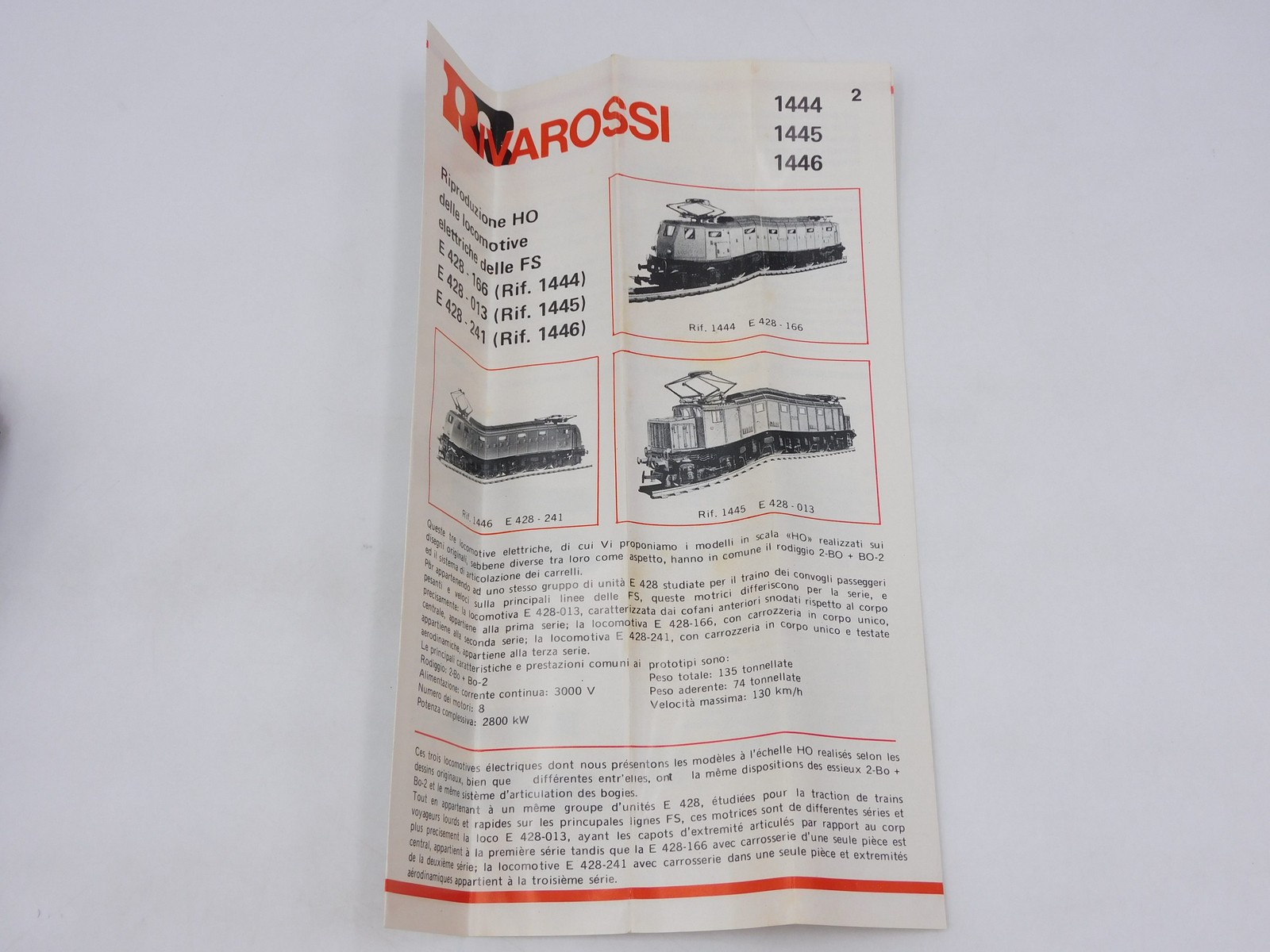 Rivarossi 1446 Electric Locomotive E 428 241 FS 1:87 H0 Diecast