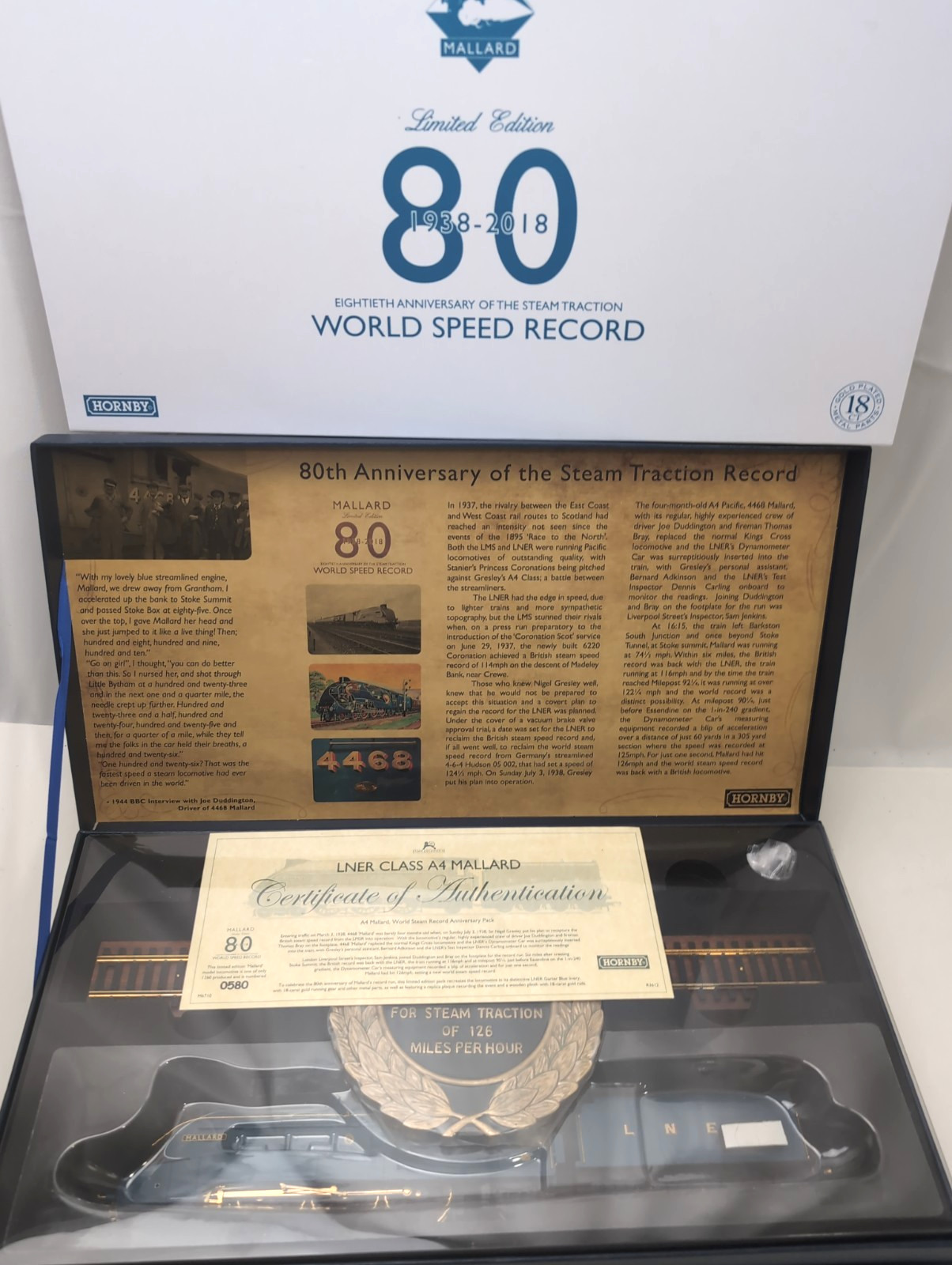 HORNBY – LNER 4-6-2 Class A4 Mallard “80th Anniversary” Limited Ed 18k Gold – OO