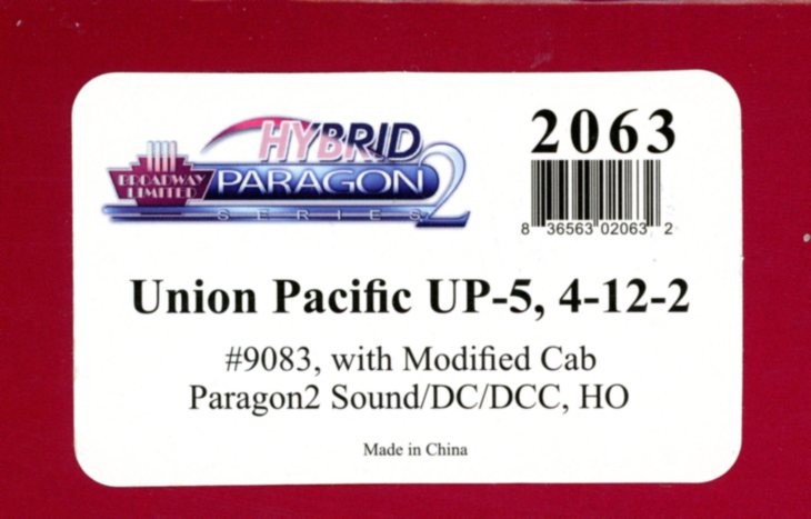 Broadway Limited #2063, HO 4-12-2 brass hybrid UP-5 #9083 Paragon2 DCC & sound