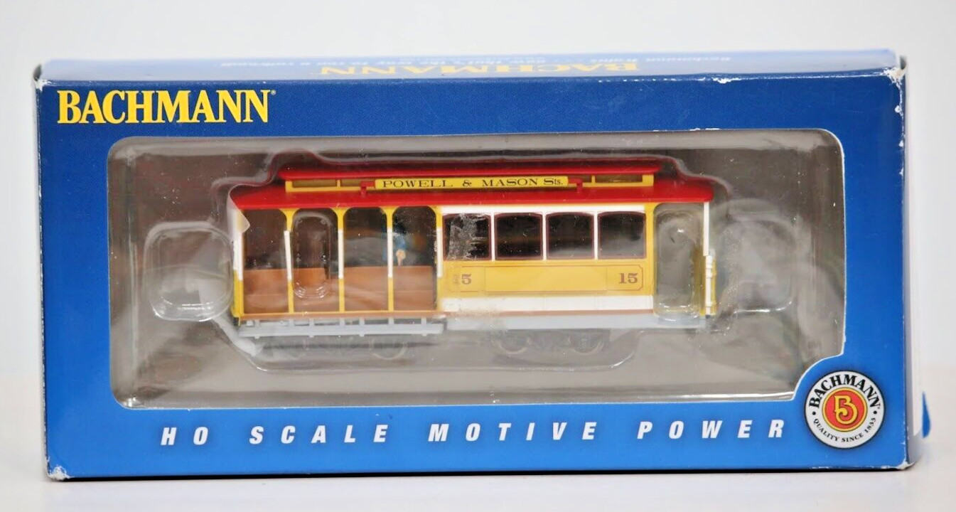 NIB Bachmann HO Yellow & Red – Cable Car with Grip Man 60538 New Trolley