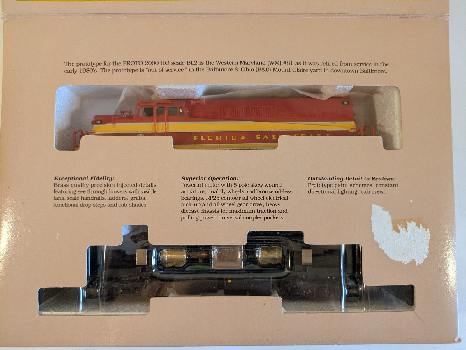 HO EMD BL2 FEC Florida East Coast DC NIB NOS # 8355