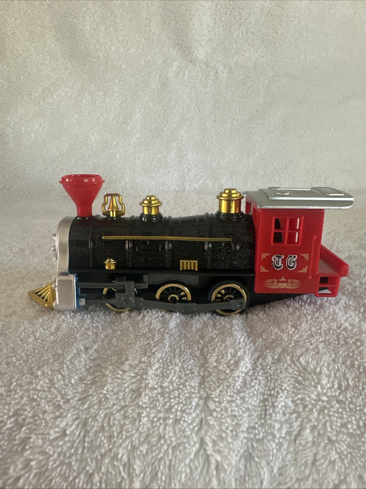 Steam Engine Strong Pull Back 6″ Die Cast & Plastic Stack Red & Black in Color