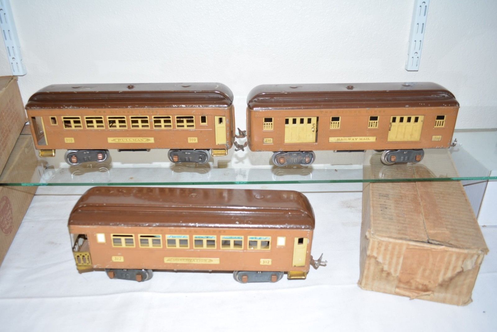 Lionel Prewar Standard Gauge, 309, 310, 312 Baby State Set Cars, Boxes, BCH