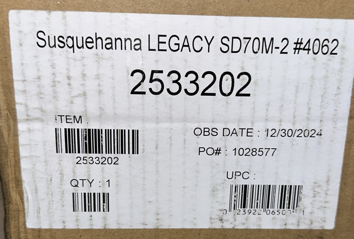Lionel LEGACY 2533202 NS Heritage SUSQUEHANNA SD70M-2 DIESEL ENGINE O-Scale 4062