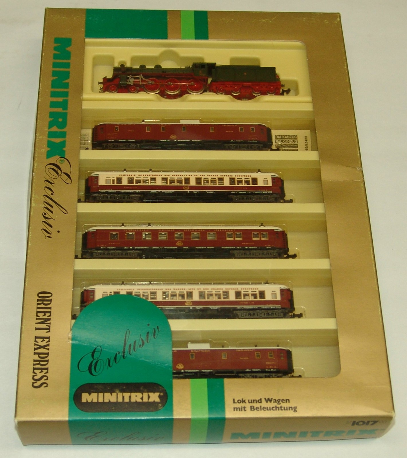 MINITRIX N SCALE 1017 ORIENT EXPRESS 5 CAR PASSENGER SET WITH 2-6-0 (L