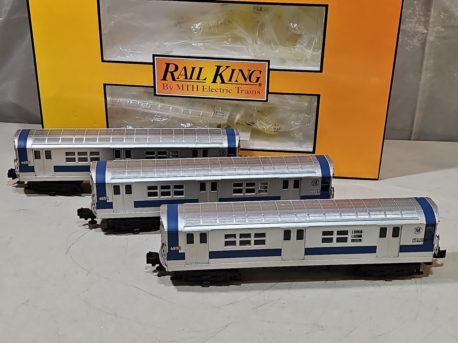 MTH Rail-King O Gauge R-17 NYC Metropolitan 3-Car Subway Set W/Proto Sound MINT!