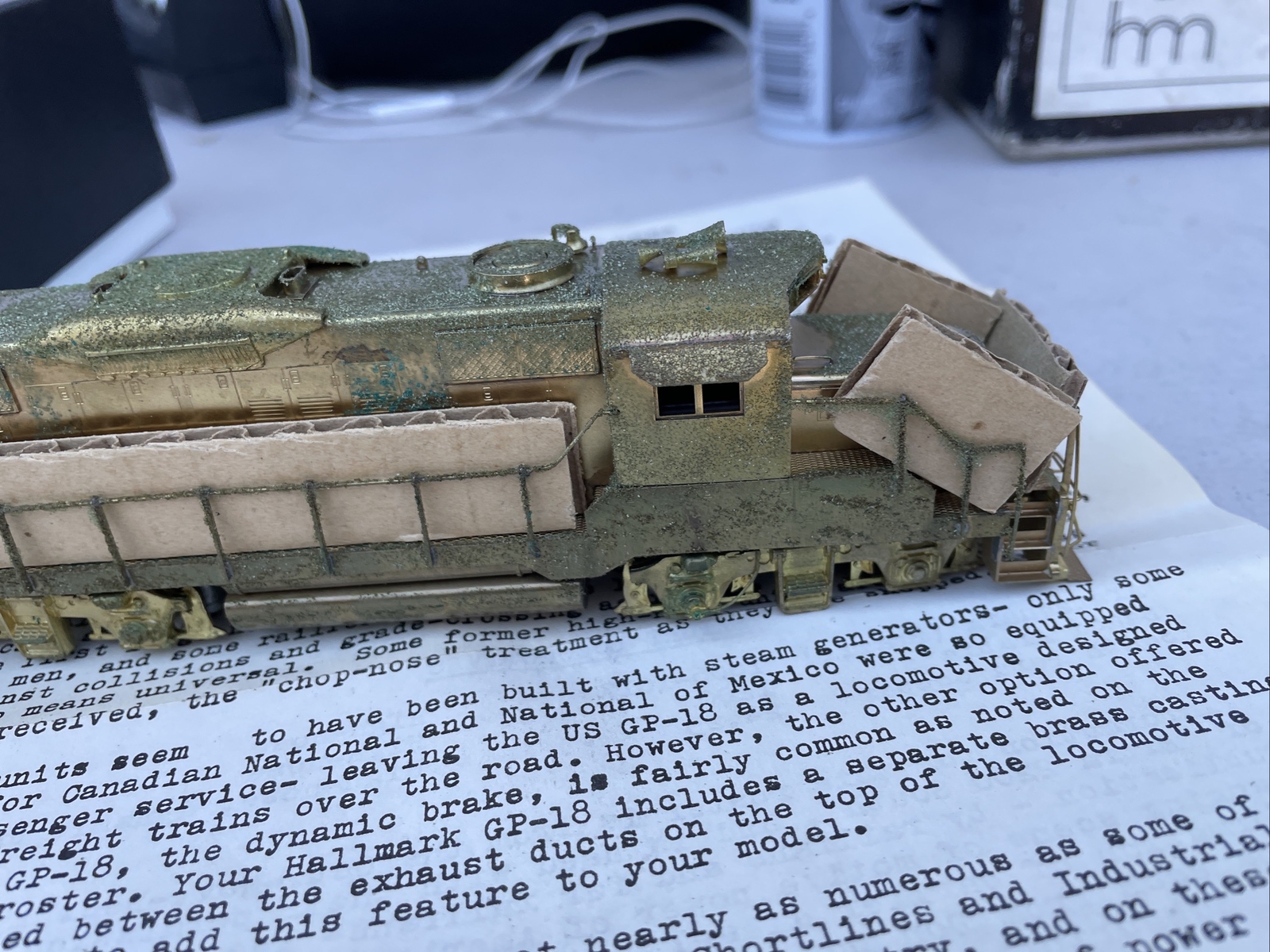Hallmark Models BRASS EMD GP-18 Low Hood Diesel Locomotive, W/foam Stains
