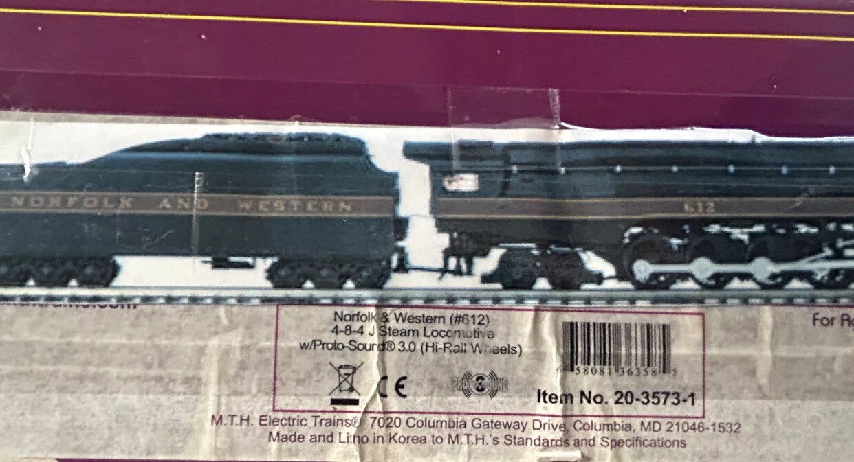 MTH PREMIER NORFOLK & WESTERN J CLASS 4-8-4 STEAM ENGINE PS3! 20-3573-1 O SCALE