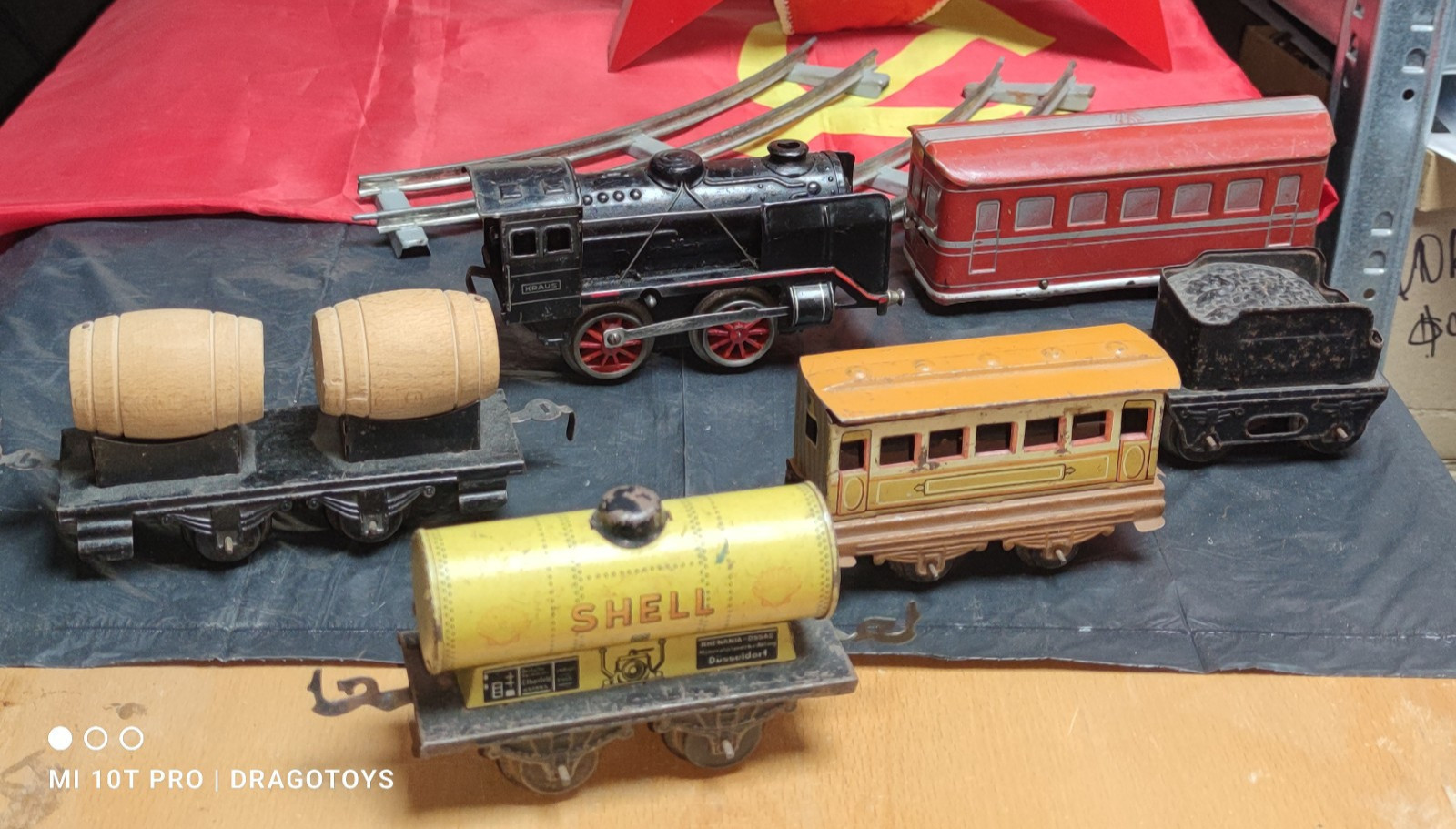 VINTAGE LOKOMOTIVE KRAUS FANDOR TOY MARKLIN BING + TENDER, VAGONS SHELL GERMANY