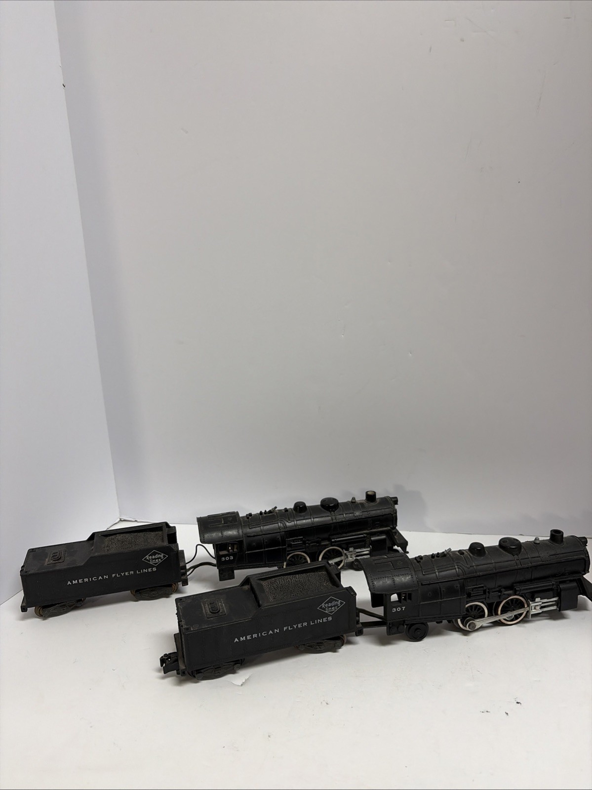 American Flyer 307 & #303 Reading Lines Steam Locomotive &Tenders Tested