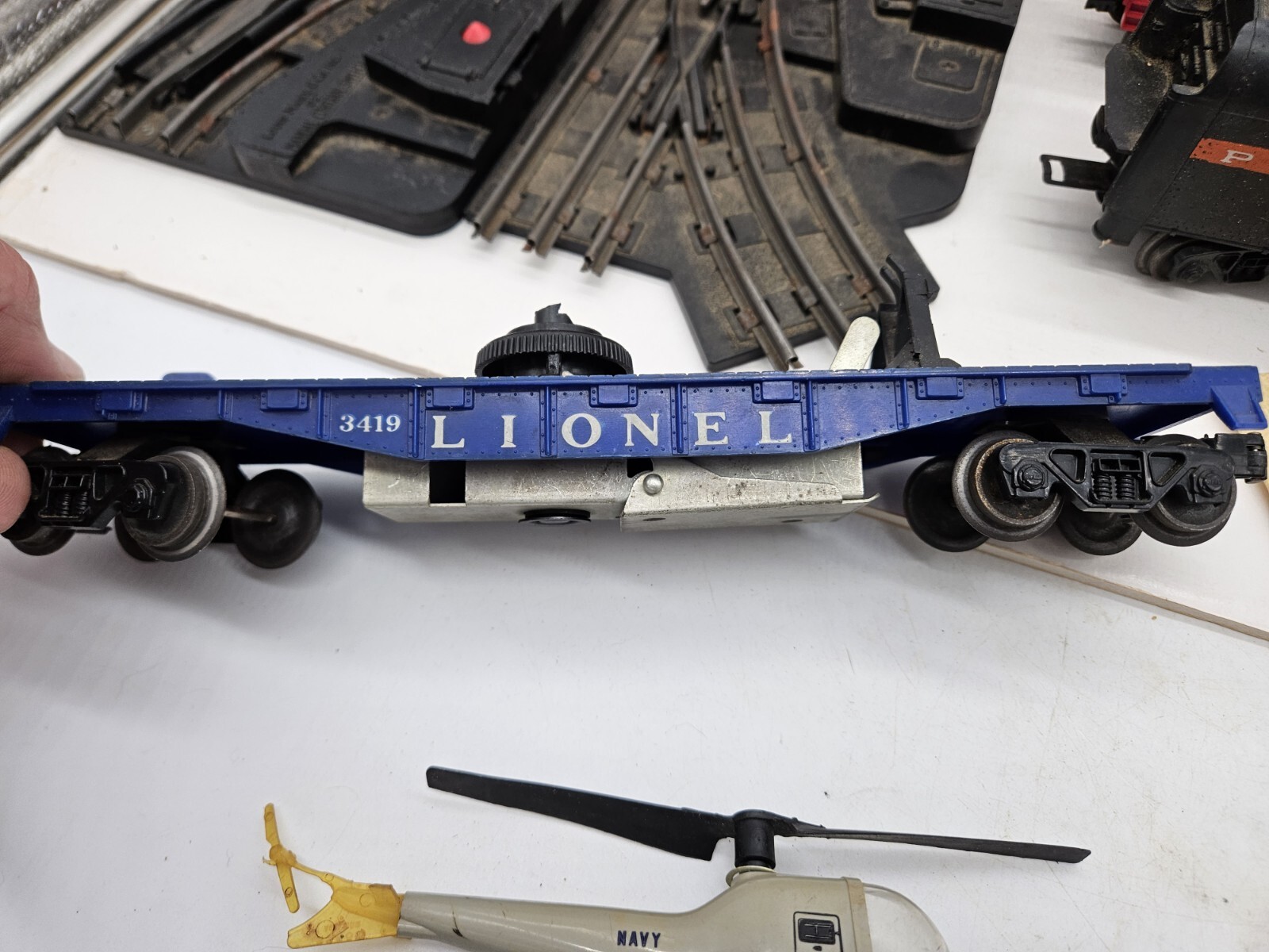 Lionel 247 Vintage O BO Blue Stripe Lot Transformer 1044 6047 Caboose Helicopter