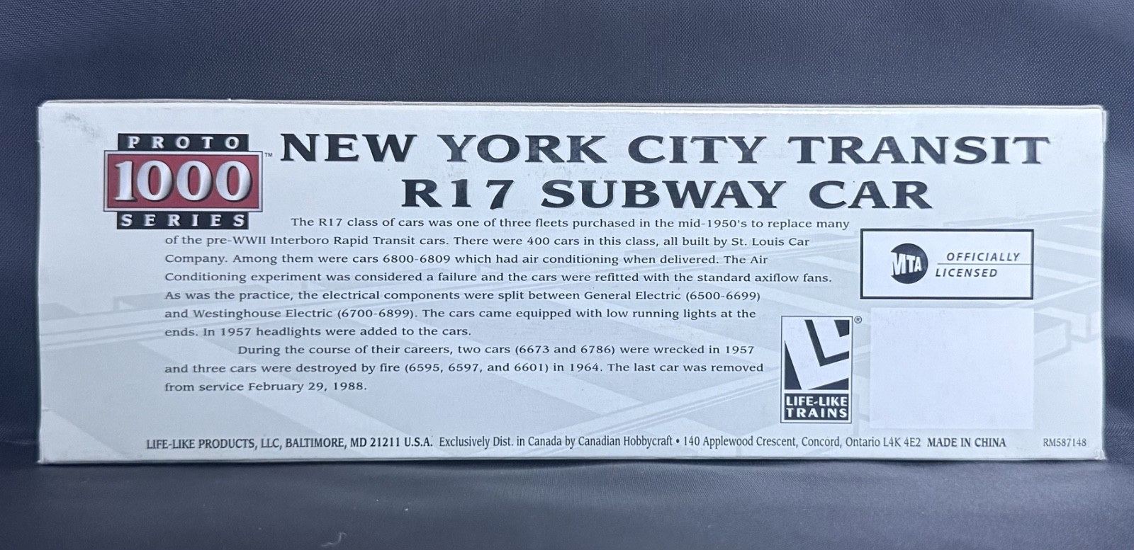 HO Scale Proto 1000 30166 NYCT “Red Bird” R17 Subway Cars #6801, 08 – Unpowered