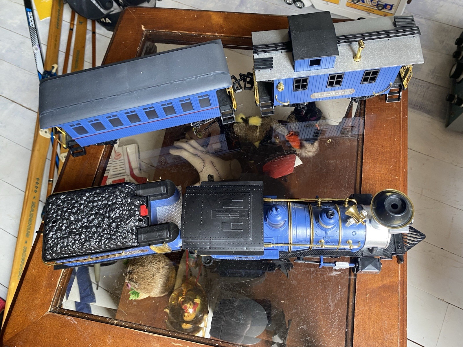 1995 New Bright Greatland Express Train G Gauge Blue Caboose Complete Track