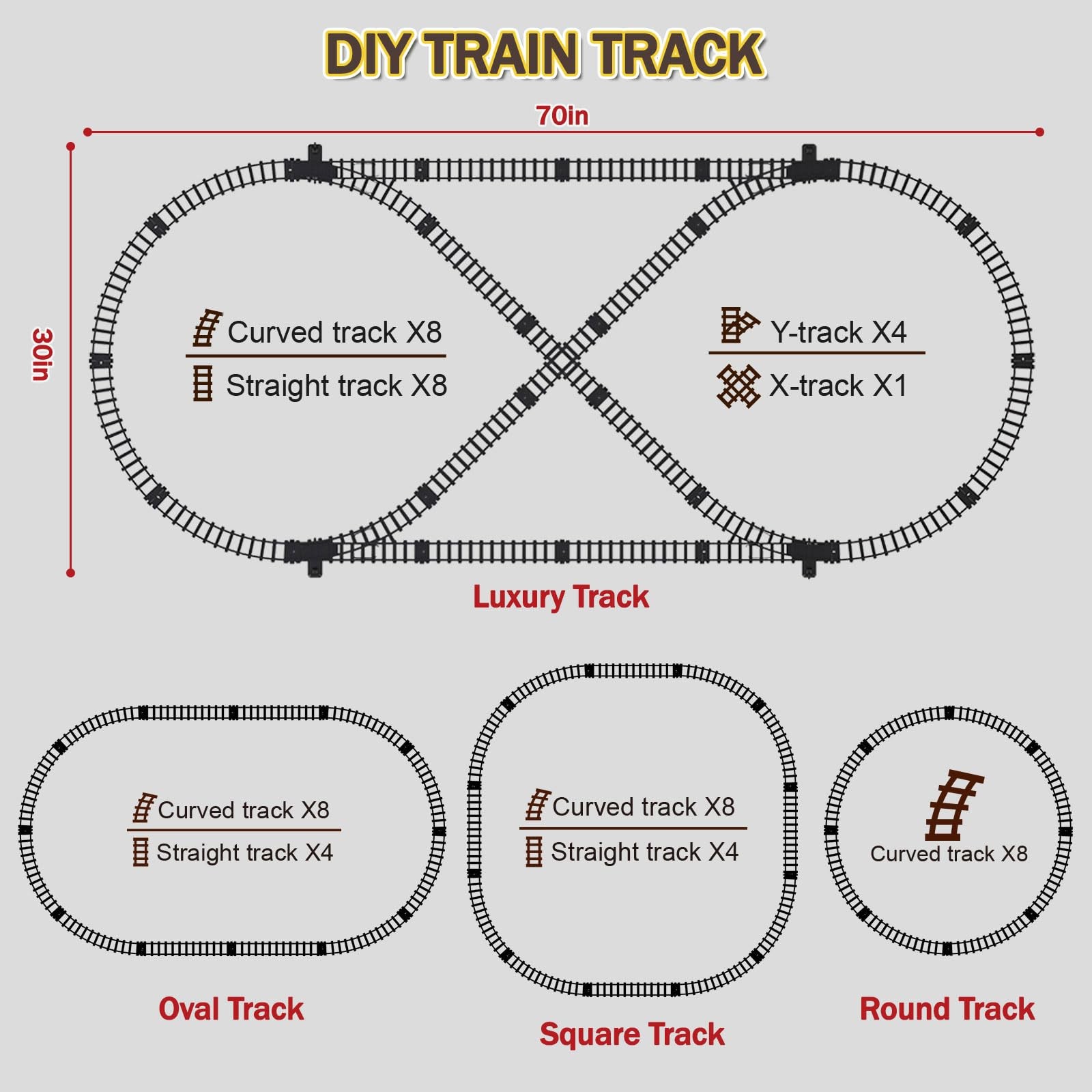Train Set for Kids,Remote Control Locomotive Engine Under Christmas Large