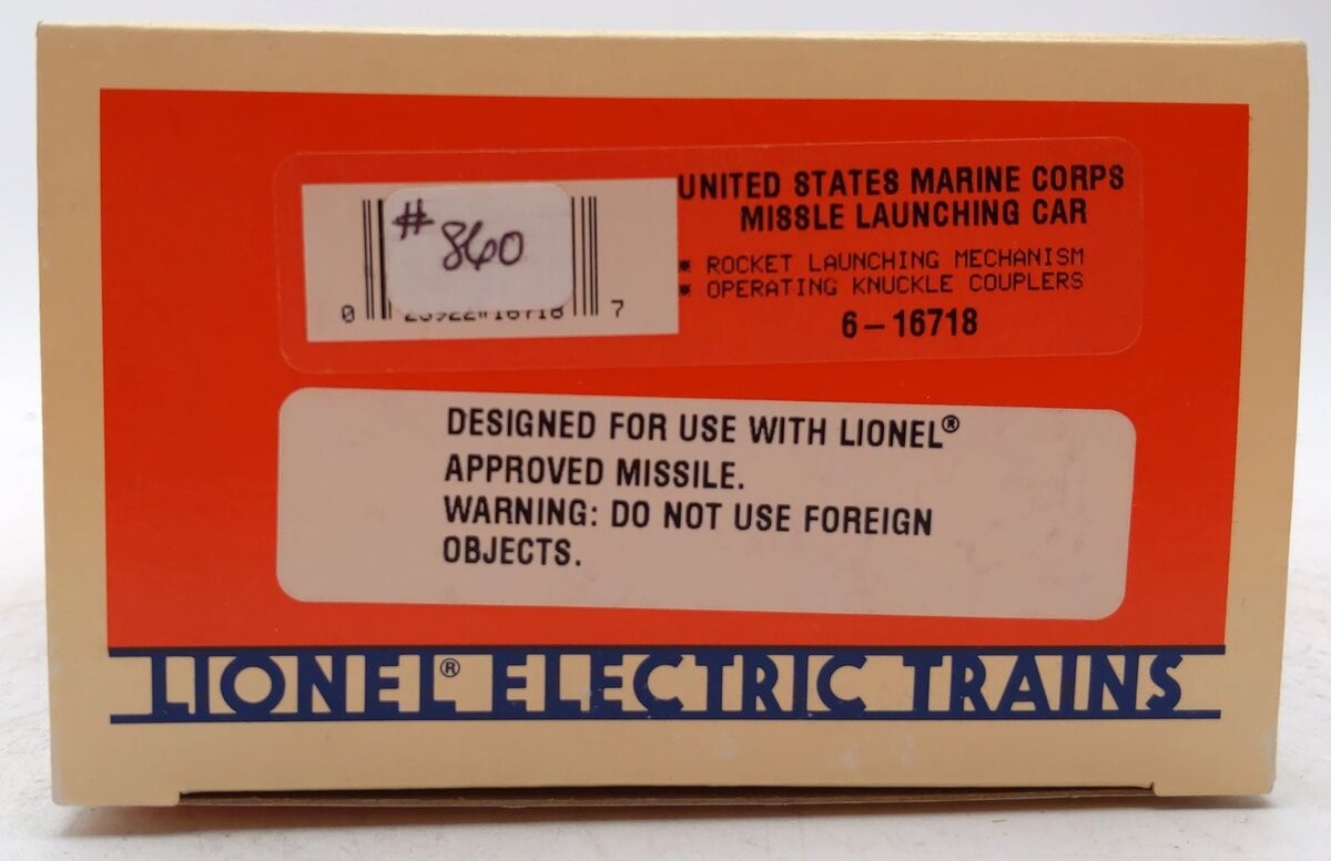 Lionel 6-16718 O Gauge U.S. Marine Corps Missile-Launching Car NIB
