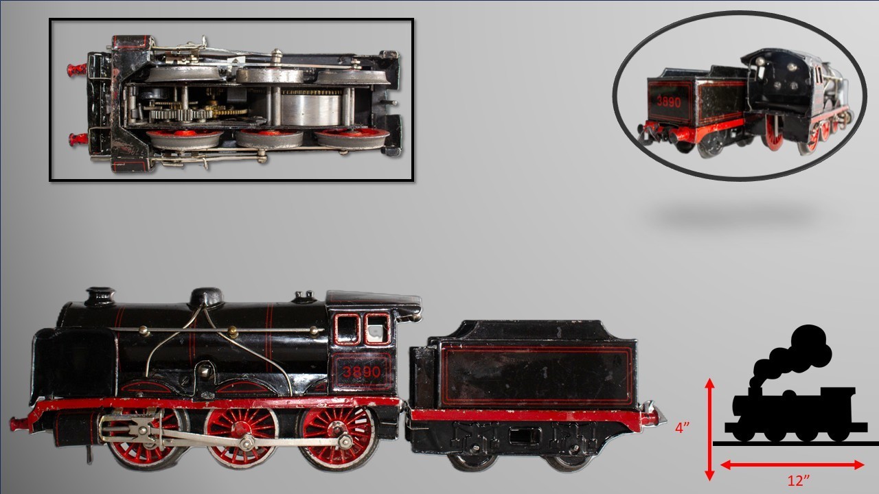 Vintage (c.1925-1930) Bing 0-gauge #3890 0-6-0 Clockwork Locomotive