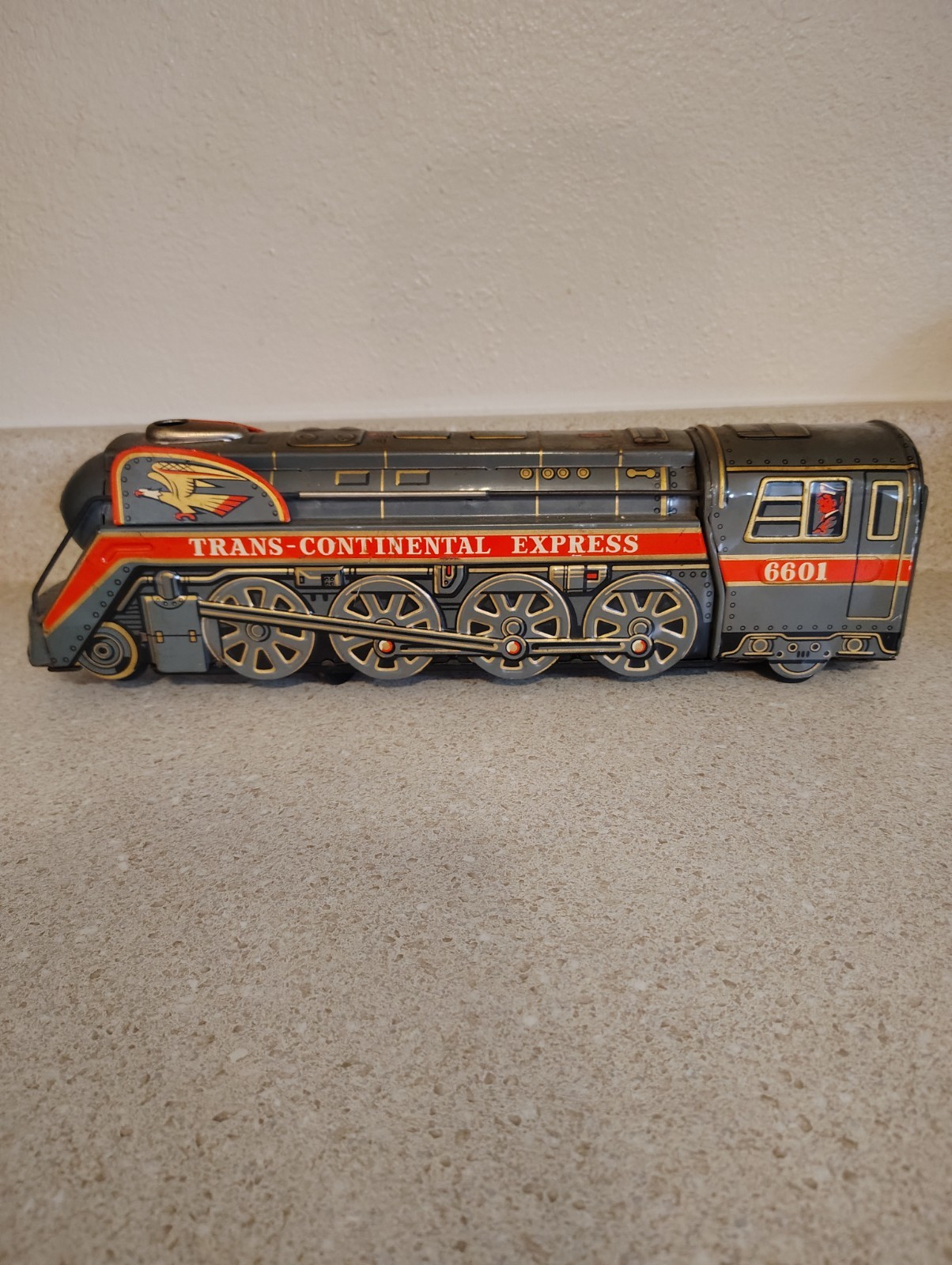 Vintage Transcontinental Express Railroad Train Engine Locomotive