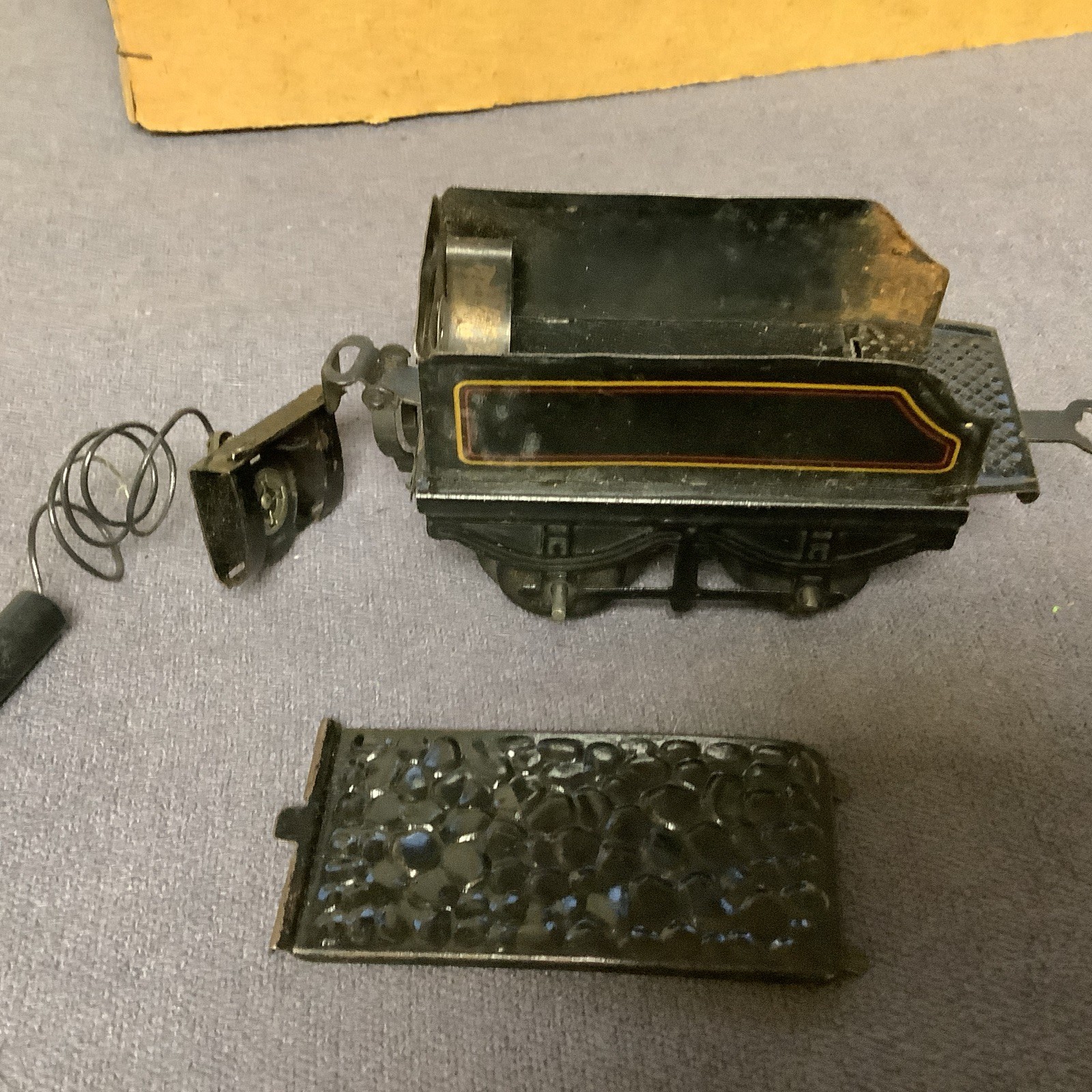 Vintage Fandor Clockwork Locomotive And Tender With Battery Operated Light Used