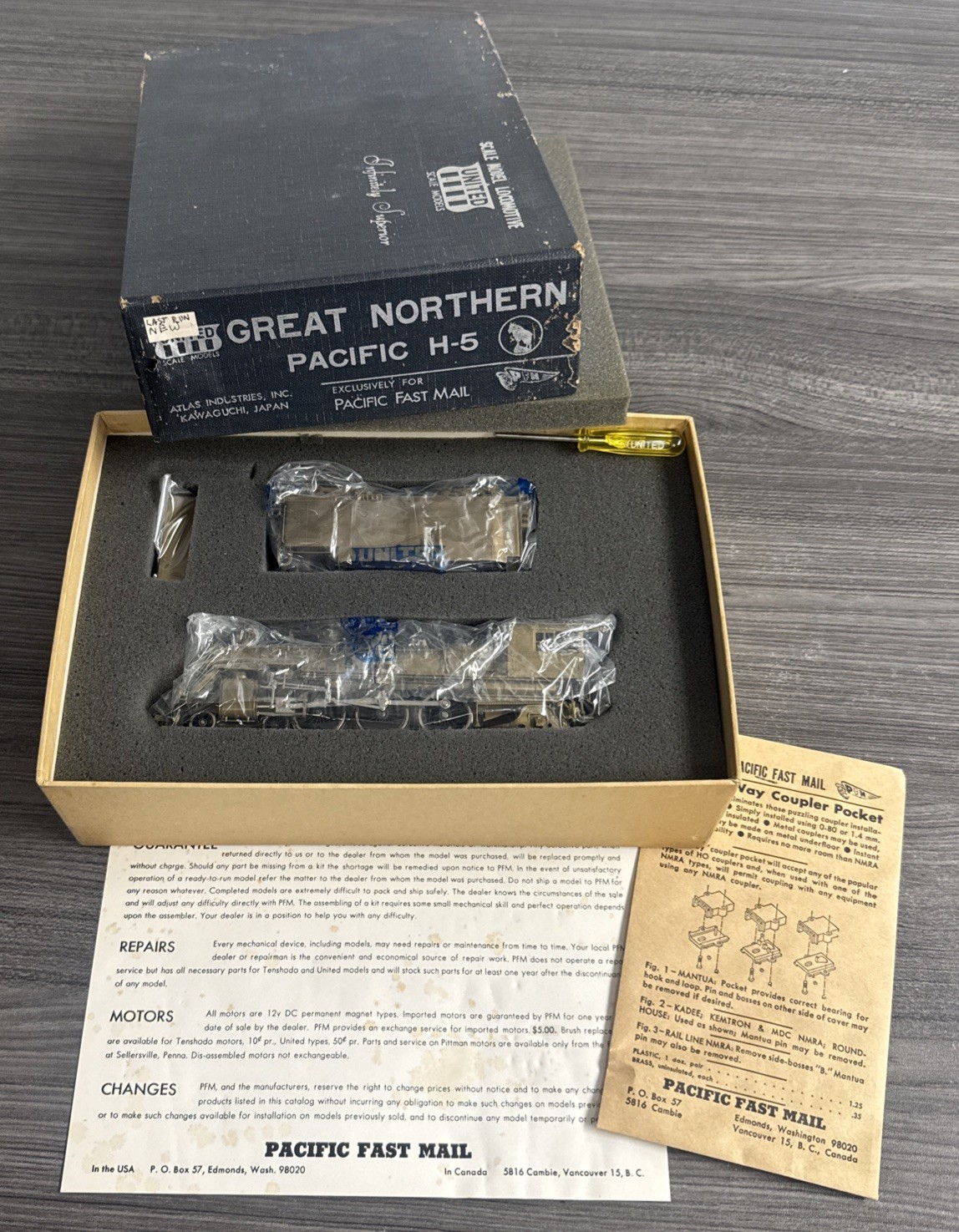 Pacific Fast Mail HO Brass Pacific Great Northern 4-6-2 H-5 – Late Run & NIB!
