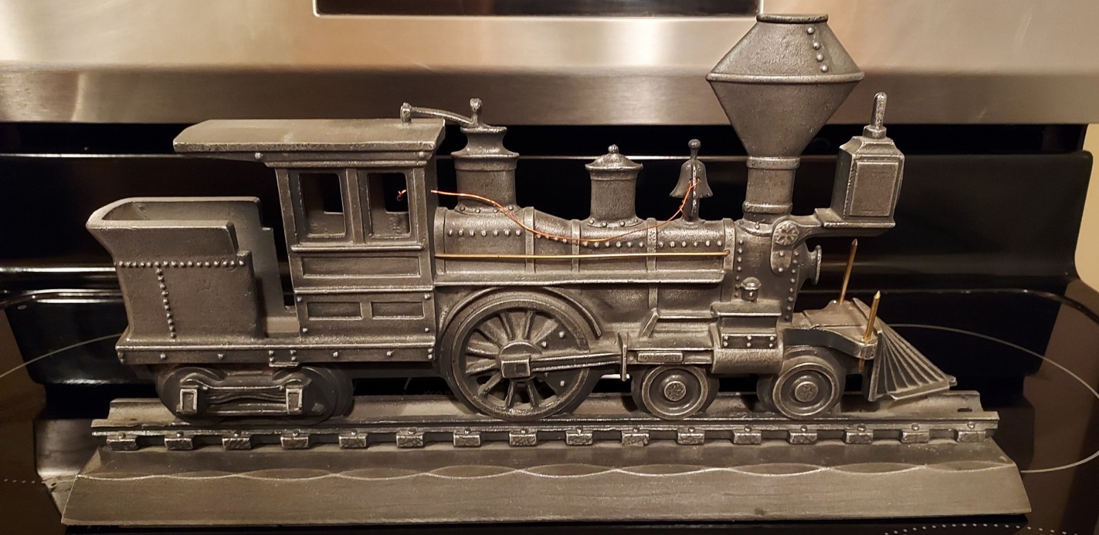 Vtg. Cast Metal Train Locomotive Railroad Mailbox Topper