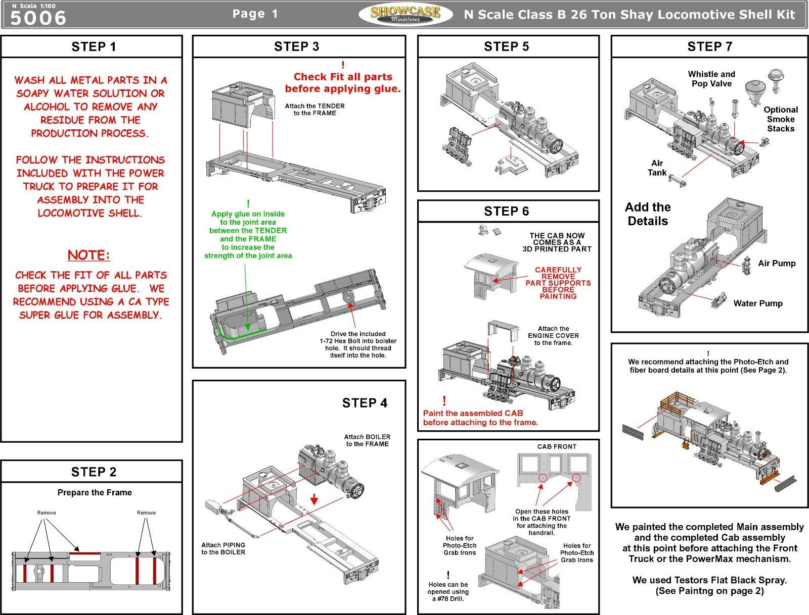 N Scale Class B 30-40 Ton Shay Locomotive Kit by Showcase Miniatures (5006)