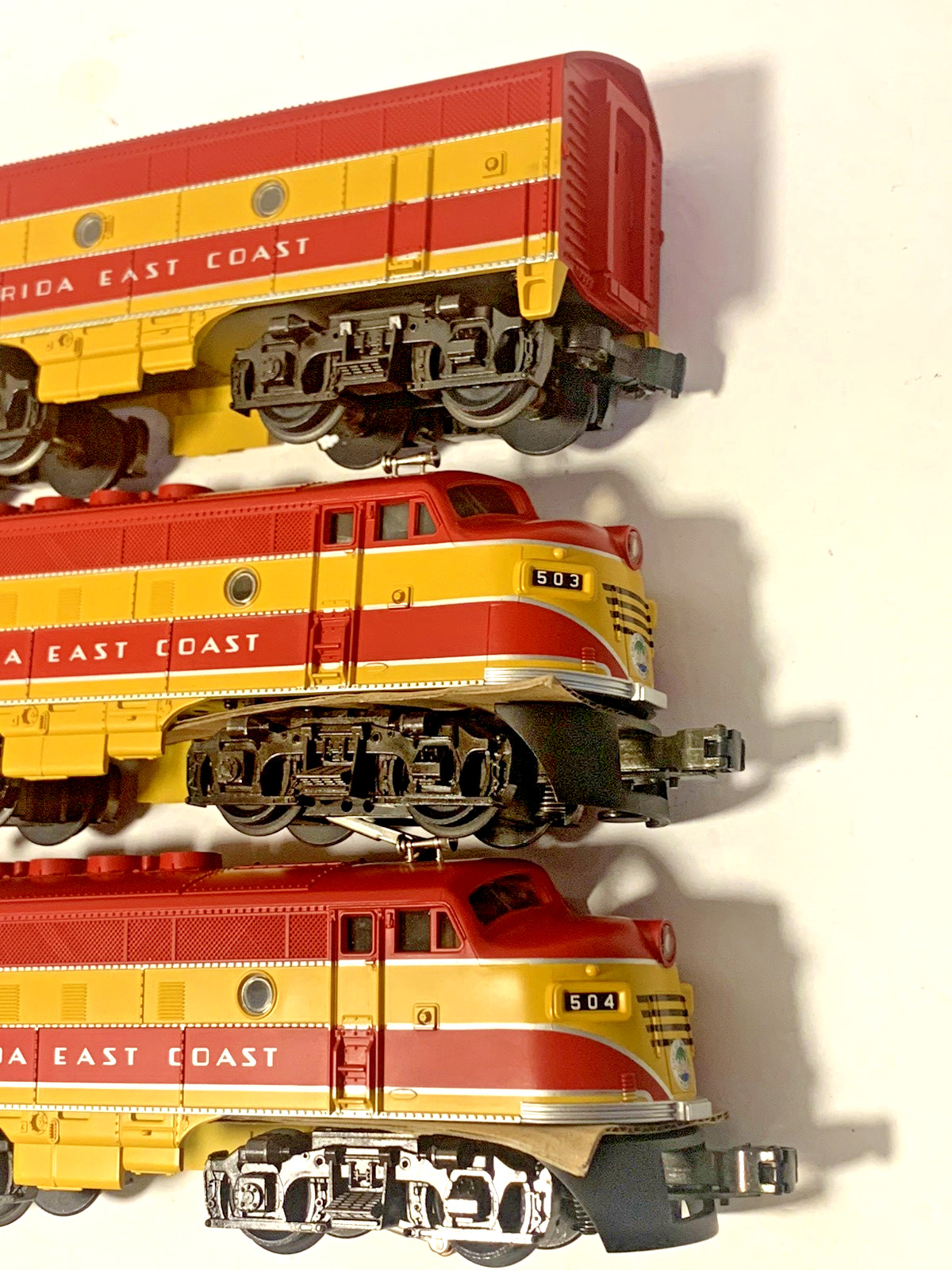 MTH RailKing O-Ga #RK2007L/RK2012B F3 A+B+A Diesel Set Florida East Coast NEW