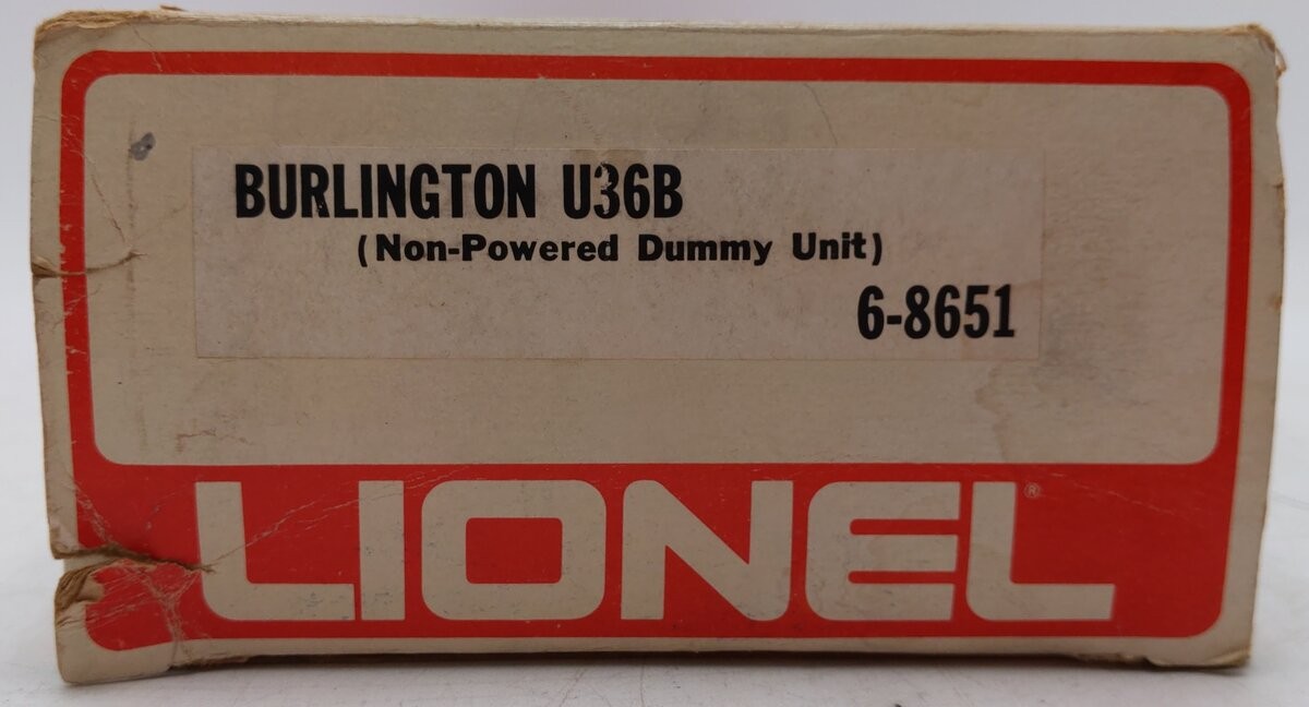 Lionel 6-8651 O Burlington Northern U36B Dummy Diesel Locomotive/Box