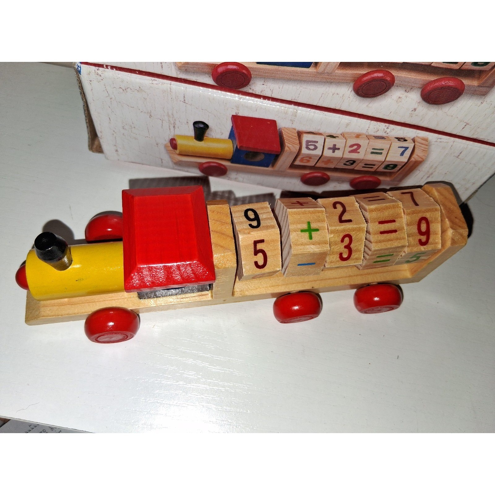 Vintage Lot of 3 Learning Express Wooden Math Train Toy Giftco Wood trains
